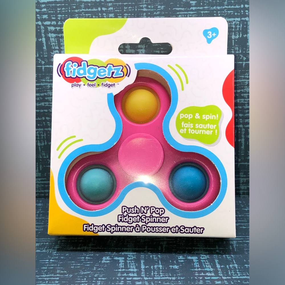 FIDGETZ PUSH N' POP FIDGET SPINNER FOR ADULTS AND KIDS 3+ - NEW